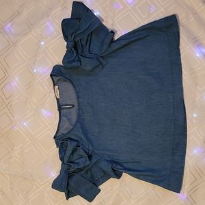 Blue cold-sholder blouse